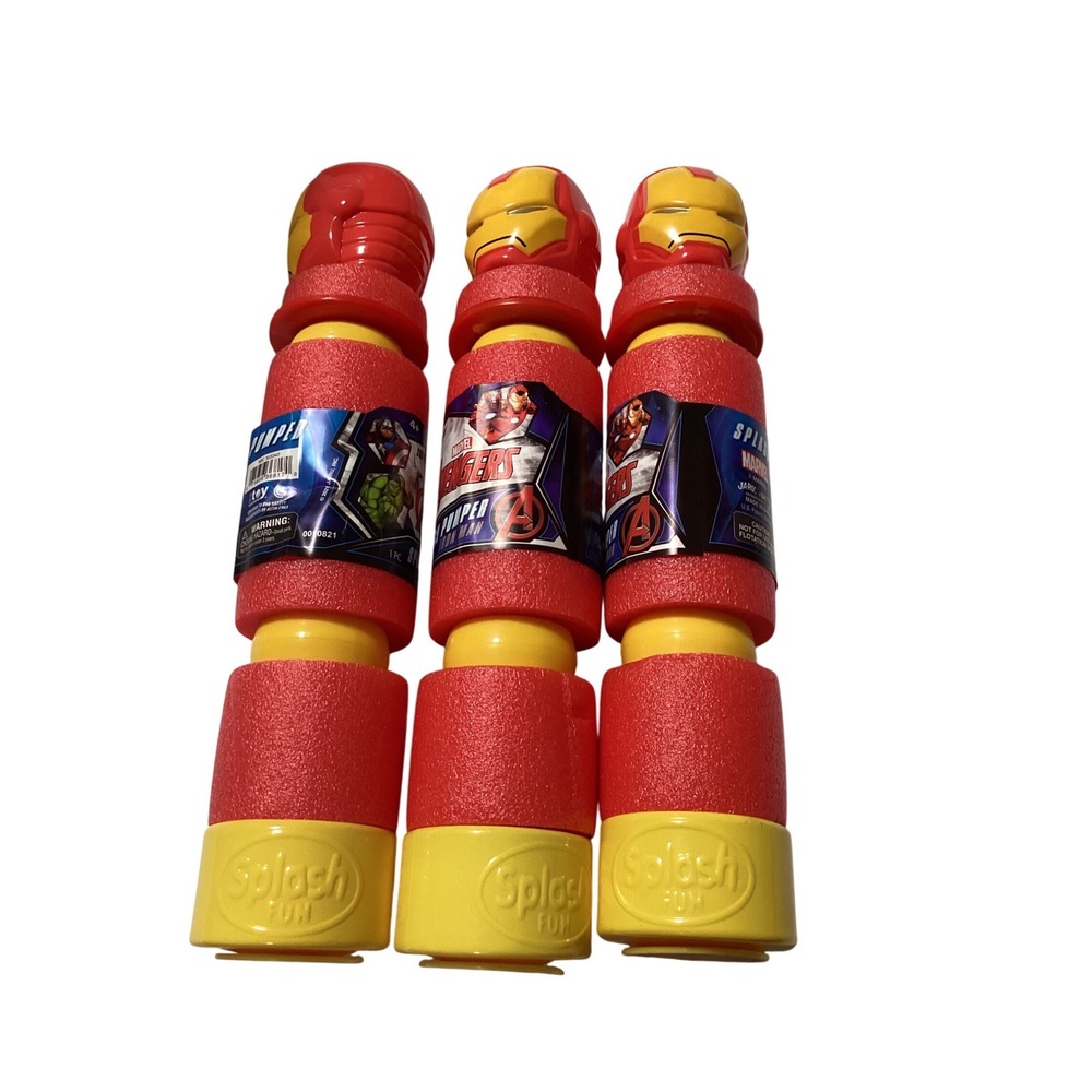 Marvel Avengers Iron Man Water Squirter Splash‎ Fun Pool Toy 3 Pack Red Yellow